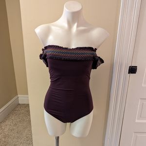 Dark purple plum color off the shoulder on price bathing suit size S